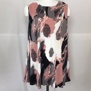 Alfani Abstract Casual Pleated Tank Pink L 115